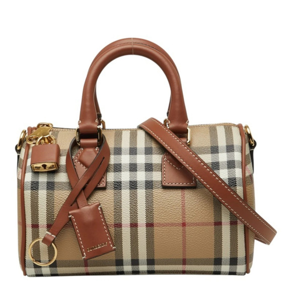 BURBERRY Handbags - Burberry Nova Check Mini Bowling Bag Handbag Shoulder 2WAY Beige Brown Leathe...